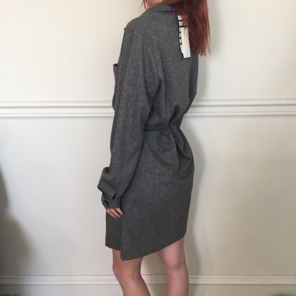 NWT Sezane Gray Camilla Waist Tie Shirt Dress - Picture 7 of 8